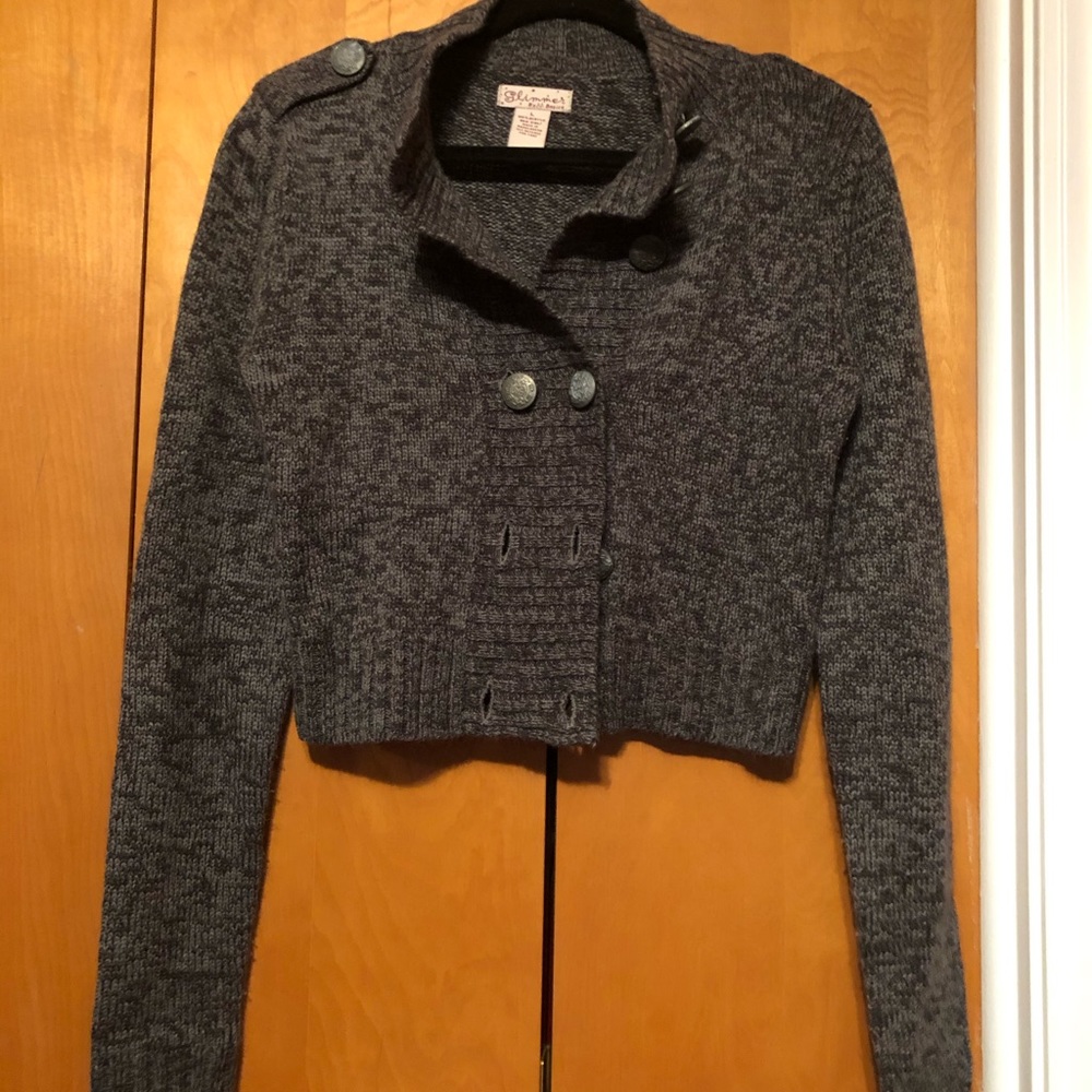 Heather Gray Military Style Cardigan